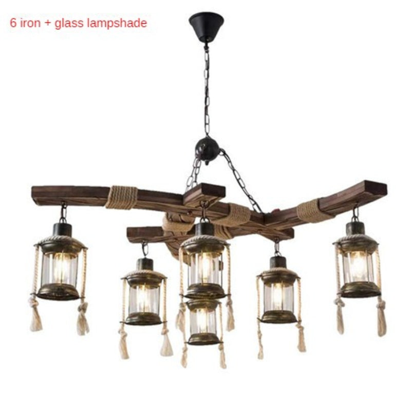 HEIKESZ Retro Personality Woodcraft Ceiling Lamp Restaurant Bar Coffee Shop Pub Snack Milk Tea Hot Pot Restaurant Creative Industrial Storm Lantern LED Light for Bedroom Night Aesthetic Room Lamp