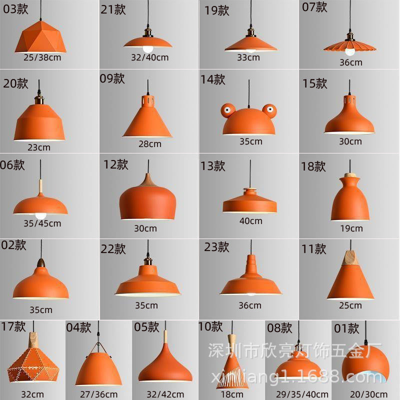 HEIKESZ Nordic industrial wind lamp Internet celebrity creative simple bar restaurant restaurant hot pot shop commercial single head orange chandelier