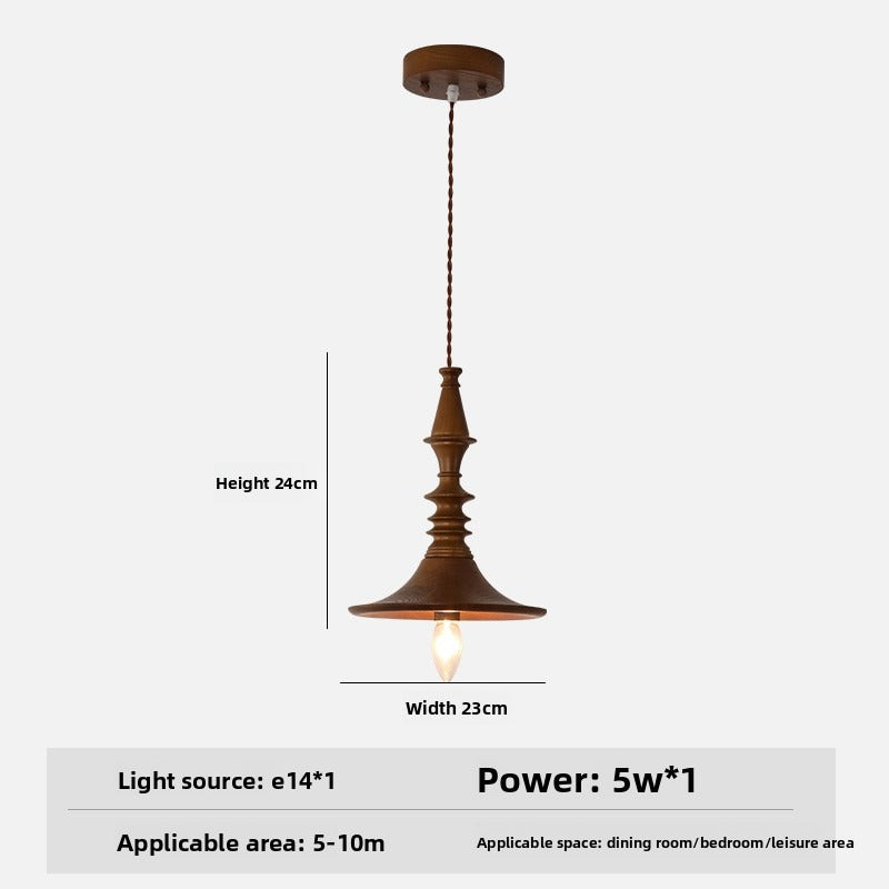 Japanese Retro Wooden Pendant Light Wabi Sabi Style Handmade Solid Wood Ceiling Lamp for Restaurant Bedroom Study Bar