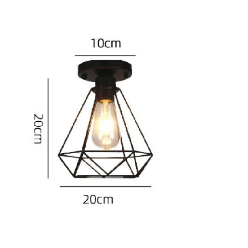HEIKESZ American Farmhouse Ceiling Lamp Corridor Kitchen Bedroom Light Stairs Living Room Retro Country Home Cage LED Lamp