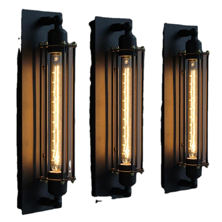 HEIKESZ European-Style Creative Aisle Long Di Wall Lamp American Retro Industrial Style Bedside Rectangular Bedroom Wall Lamp american style retro outdoor indoor retro bedroom lamp american-style Industrial wind