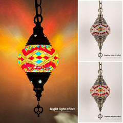 Turkish Classical Mosaic Ceiling Light Iron Art Single Pendant Lamp for Cafe Restaurant Hallway Lobby Luxury Decor