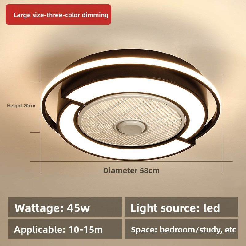 HEIKESZ Modern LED Ceiling Fan Light for Bedroom Home Use Energy Saving Quiet Ceiling Fan with Light Simple Design