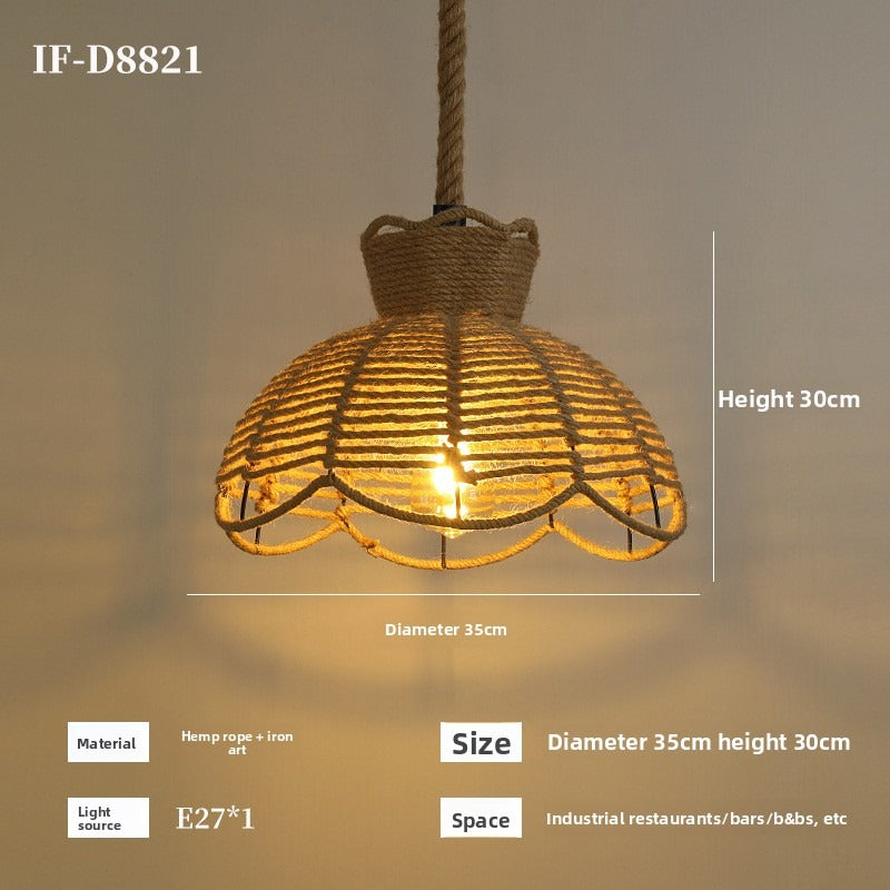 HEIKESZ Vintage Rope Ceiling Light Industrial Iron Pendant Lamp for Restaurant Bar Clothing BBQ Shop Retro Decor Commercial Lighting
