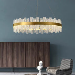 HEIKESZ Luxury Modern Ceiling Light Stainless Steel Round Chandelier for Bedroom Living Room Home Decor