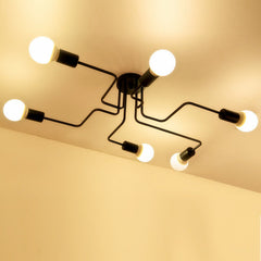 HEIKESZ American Creative Personality Retro Iron Art Ceiling Lamp Nordic Modern Minimalist Clothing Store Bedroom Dining Room Bending Light american style retro outdoor indoor retro bedroom lamp american-style Industrial wind