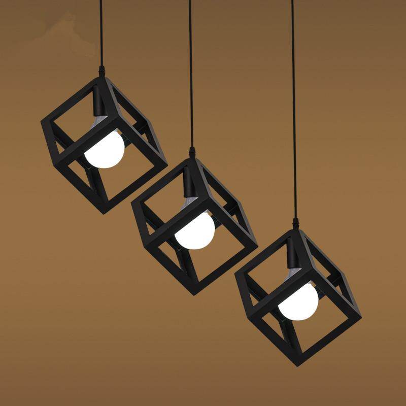 HEIKESZ American Creative Iron Restaurant Retro Industrial Style Loft Chandelier Simple Single-Head Bedroom Square Chandelier american style retro outdoor indoor retro bedroom lamp american-style Industrial wind