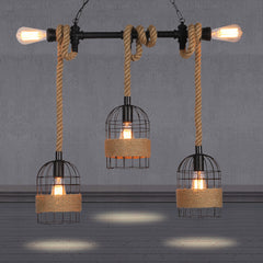 HEIKESZ American Industrial Style Water Pipe Pendant Lamp Restaurant Coffee Shop Creative Rope Light Bar Loft Retro Iron Art Pendant Lamp LED Light for Bedroom Night Aesthetic Room Lamp