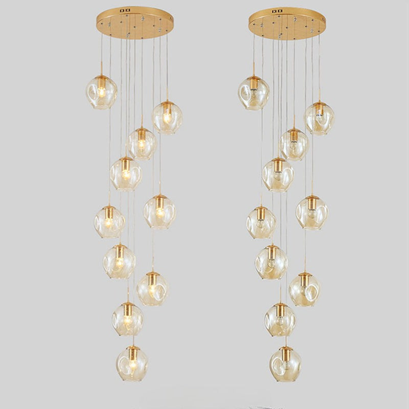 HEIKESZ Nordic Creative Staircase Chandelier Modern Ceiling Light for Living Room Dining Room Villa Duplex Rotating Staircase Long Pendant Light