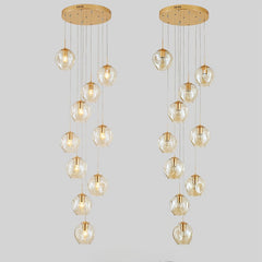 HEIKESZ Nordic Creative Staircase Chandelier Modern Ceiling Light for Living Room Dining Room Villa Duplex Rotating Staircase Long Pendant Light