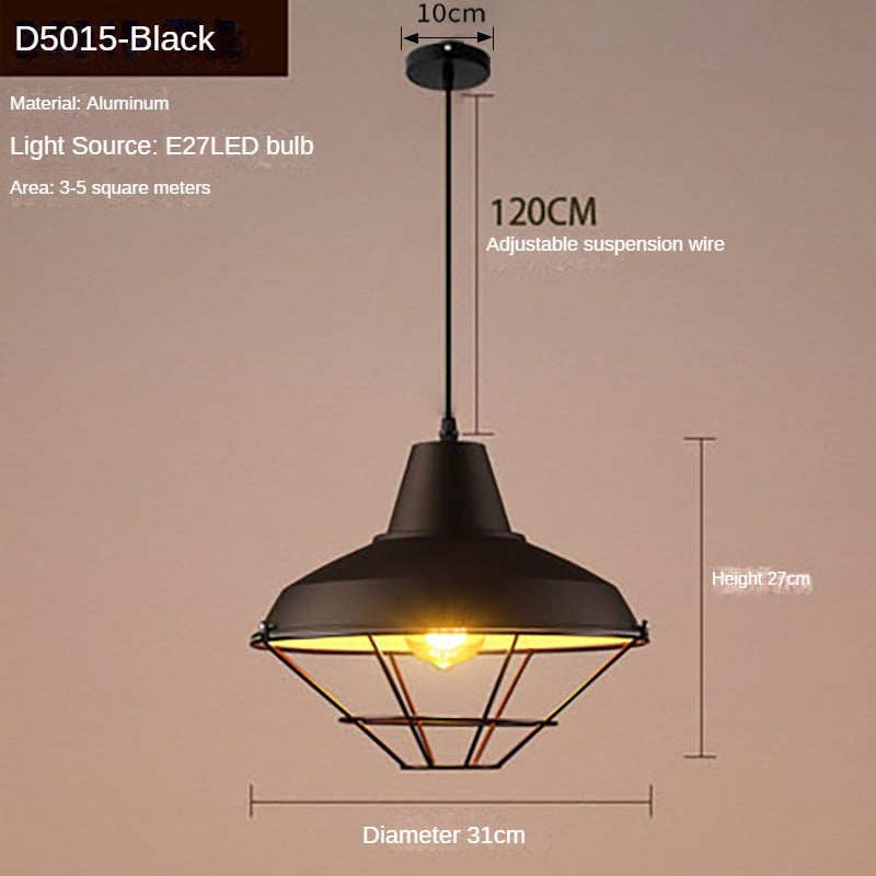 HEIKESZ Loft Creative Personality Single-Head Iron Vintage Industrial Style Restaurant Office Engineering Shop Decorative Lighting Chandelier