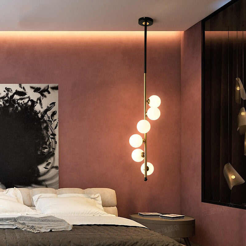 HEIKESZ Nordic Bed Head Chandelier Creative Art Light Luxury Post-Modern Minimalist Living Room Ceiling Lamp for Villa Hotel Lighting