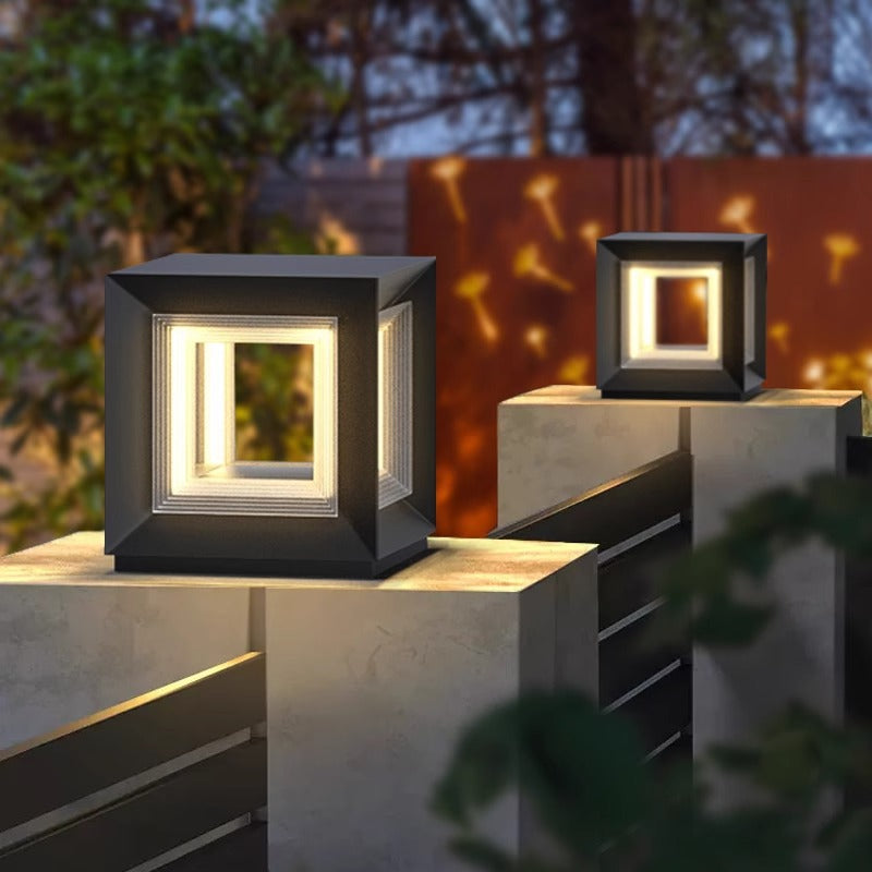HEIKESZ Solar Pillar Lamp Waterproof Outdoor Lighting for Garden Courtyard Gate Villa Door Wall Decoration