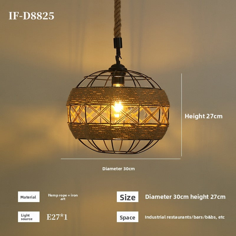 HEIKESZ Vintage Rope Ceiling Light Industrial Iron Pendant Lamp for Restaurant Bar Clothing BBQ Shop Retro Decor Commercial Lighting
