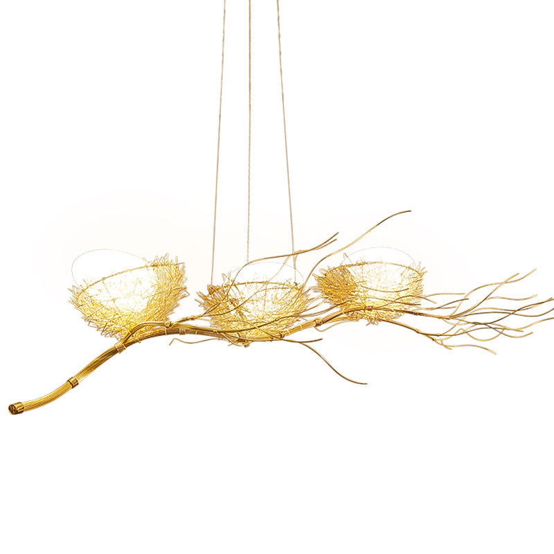 HEIKESZ Nordic Chandelier Modern Bird's Nest Design Warm Light Fixture for Living Room Bedroom Restaurant Art Lighting