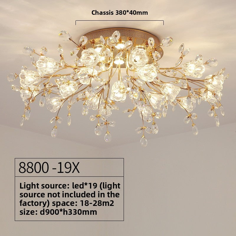 HEIKESZ European Style Ceiling Light Luxury Crystal LED Chandelier Modern Round Living Room Bedroom Lighting Fixture