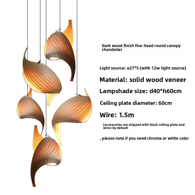 HAIKESZ Japanese Style Loft Staircase Pendant Light Creative Long Line Ceiling Lamp for Living Room Dining Art Wooden Lighting