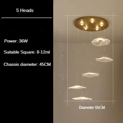 HEIKESZ Modern Minimalist Long Chandelier for Hollow Stairs Nordic LED Drop Light Atmospheric Living Room Dining Kitchen Bedroom Pendant