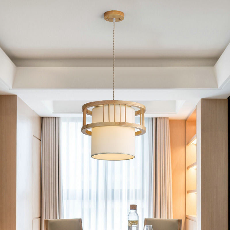 HEIKESZ Nordic Solid Wood Pendant Light for Restaurant Dining Room Japanese Style Bedroom Ceiling Lamp with Hanging Wire