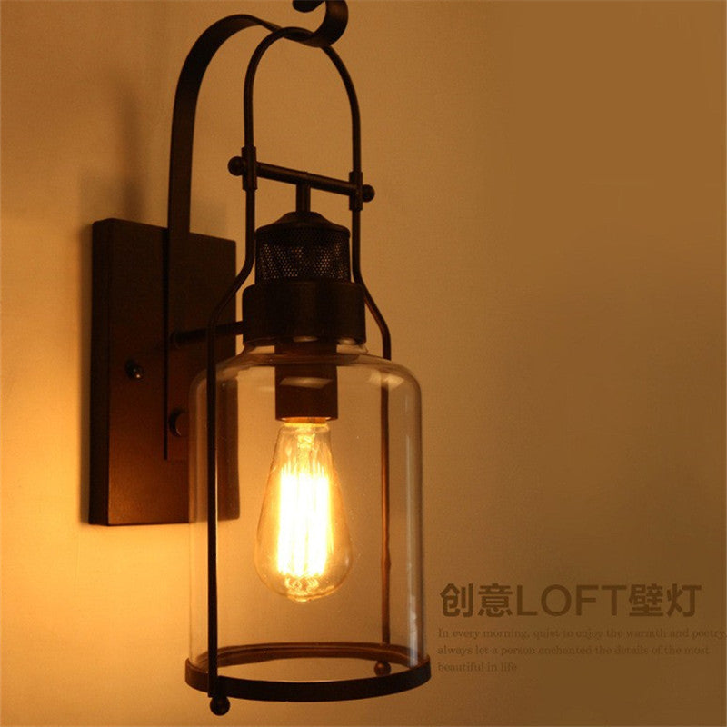 HEIKESZ Retro Industrial Style Wall Lamp Coffee Shop Hotel Bar Counter Guest Restaurant Ideas Exclusive for Cross-Border Special Indoor Glass Lamp LED Light for Bedroom Night Aesthetic Room Lamp