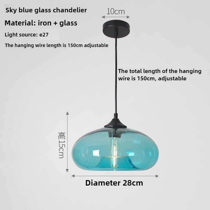 HEIKESZ Nordic creative American country retro simple lamps restaurant bar bar stained glass lampshade single chandelier