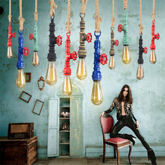 HEIKESZ American retro water pipe ceiling light restaurant coffee shop creative clothing store LOFT industrial style multi head combination light