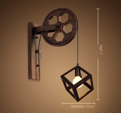 HEIKESZ 【One-year warranty, free shipping】LOFT Industrial Style Wall Lamp Restaurant and Cafe Leisure Bar Creative Pulley Lamp American Retro Bar Decoration Wall Lamp