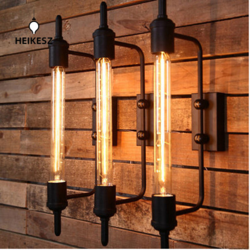 HEIKESZ Nordic loft retro personalized bedside mirror headlight American country aisle balcony courtyard stairs steam pipe wall lamp
