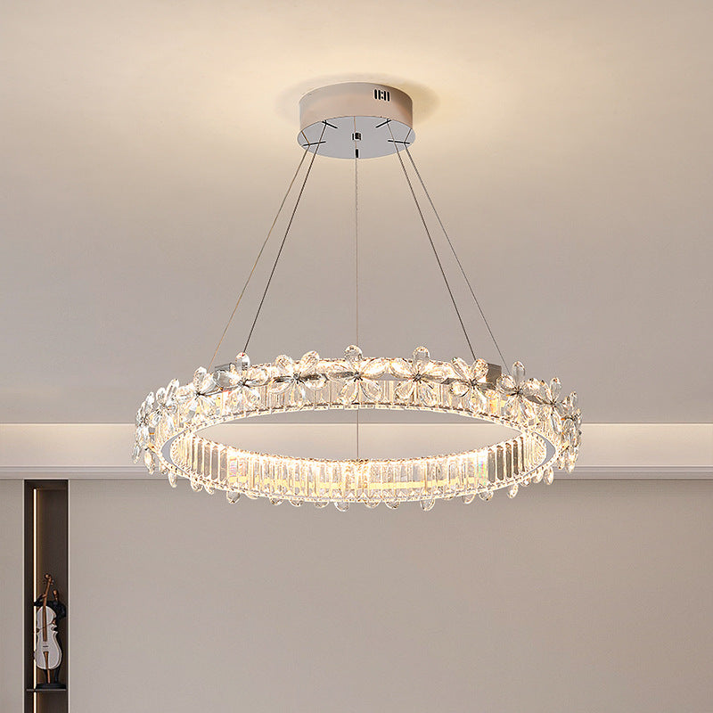 HEIKESZ Bedroom modern light luxury living room lamp designer creative warm flower crystal chandelier art round dining room lamp light fixtures for celling lights