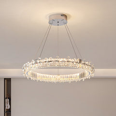 HEIKESZ Bedroom modern light luxury living room lamp designer creative warm flower crystal chandelier art round dining room lamp light fixtures for celling lights