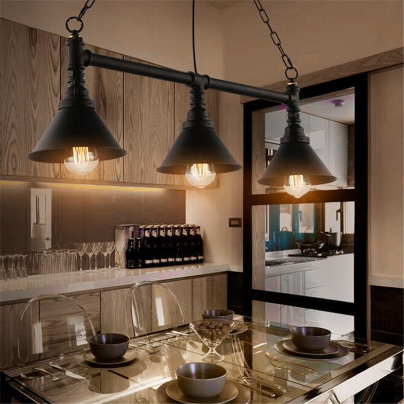 HEIKESZ Exclusive for Cross-Border American Retro Water Pipe Pendant Lamp Dining Room/Living Room Coffee Shop Bar Creative Loft Industrial Style Chandelier Led Light for Bedroom Night Aesthetic Room Lamp