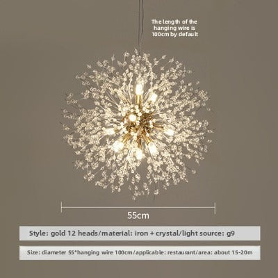 HEIKESZ Dandelion Fireworks Chandelier Crystal Dining Room Light Modern Minimalist Bedroom Bar Clothing Store Window