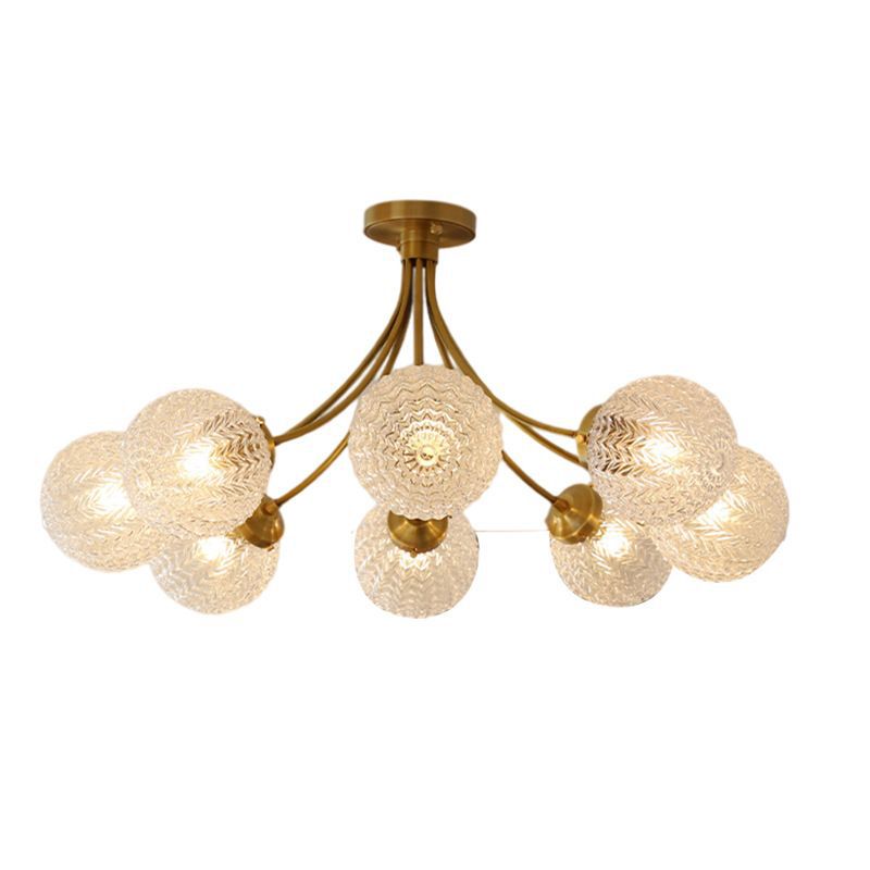 HEIKESZ French light luxury bedroom ceiling lamp American medieval vintage living room lamp dining room study all copper glass chandelier lamp light fixtures for celling lights
