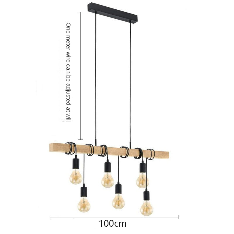 HEIKESZ Customer Dining Room and Study Room Coffee Shop Retro Industrial Style Clothing Store Bar Aisle Creative Lampshade Wood Strip Chandelier LED Light for Bedroom Night Aestitic Room Lamp