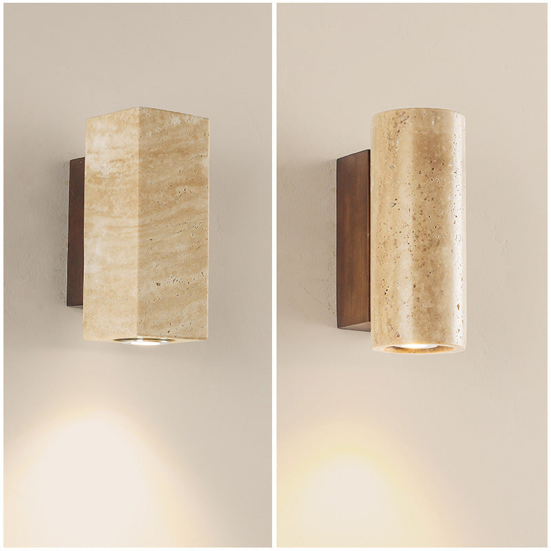 HEIKESZ Natural Yellow Cave Stone Wall Lamp Japanese Style Silent Bedroom Bedside Light for Living Room