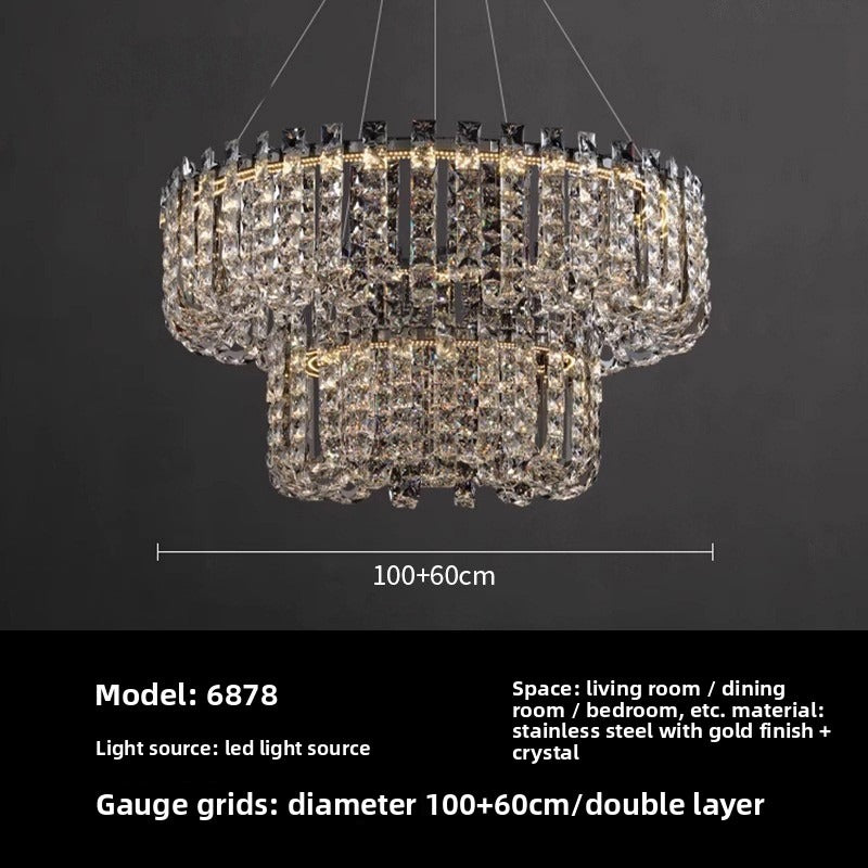 HEIKESZ Luxury Ceiling Light Nordic Crystal Chandelier Modern Minimalist Living Room Dining Lamp High End Hotel Lobby Decoration Main Light