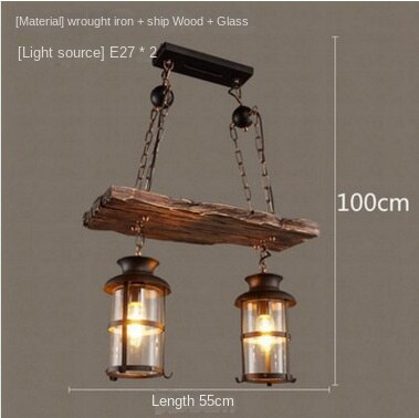 HEIKESZ 【One-year warranty, free shipping】American Retro Industrial Style Restaurant Coffee Shop Boat Wooden Decorative Chandelier Creative Bar Restaurant Box Nostalgic Lamps