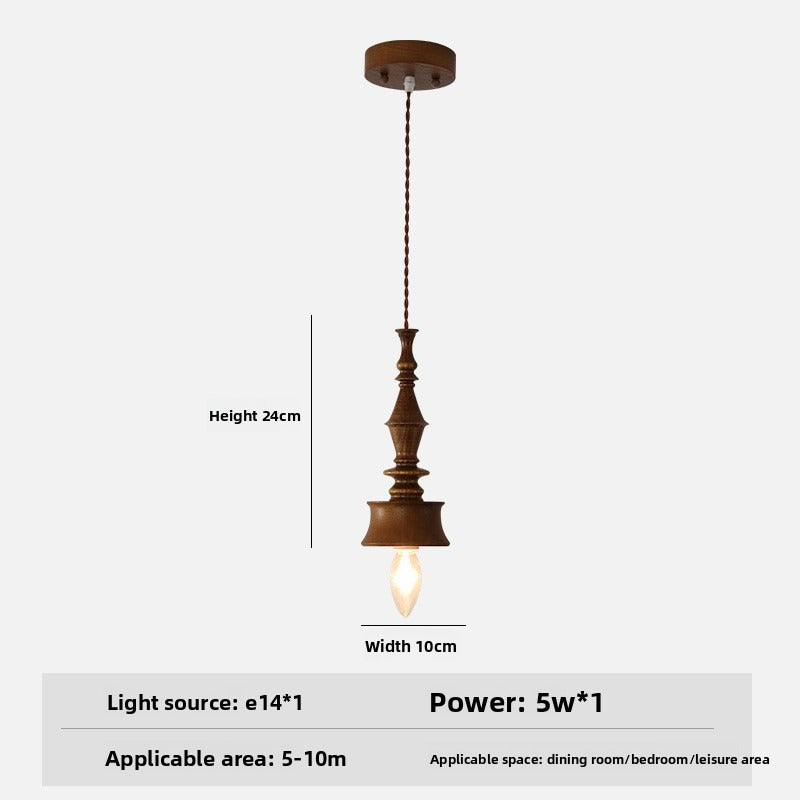 Japanese Retro Wooden Pendant Light Wabi Sabi Style Handmade Solid Wood Ceiling Lamp for Restaurant Bedroom Study Bar