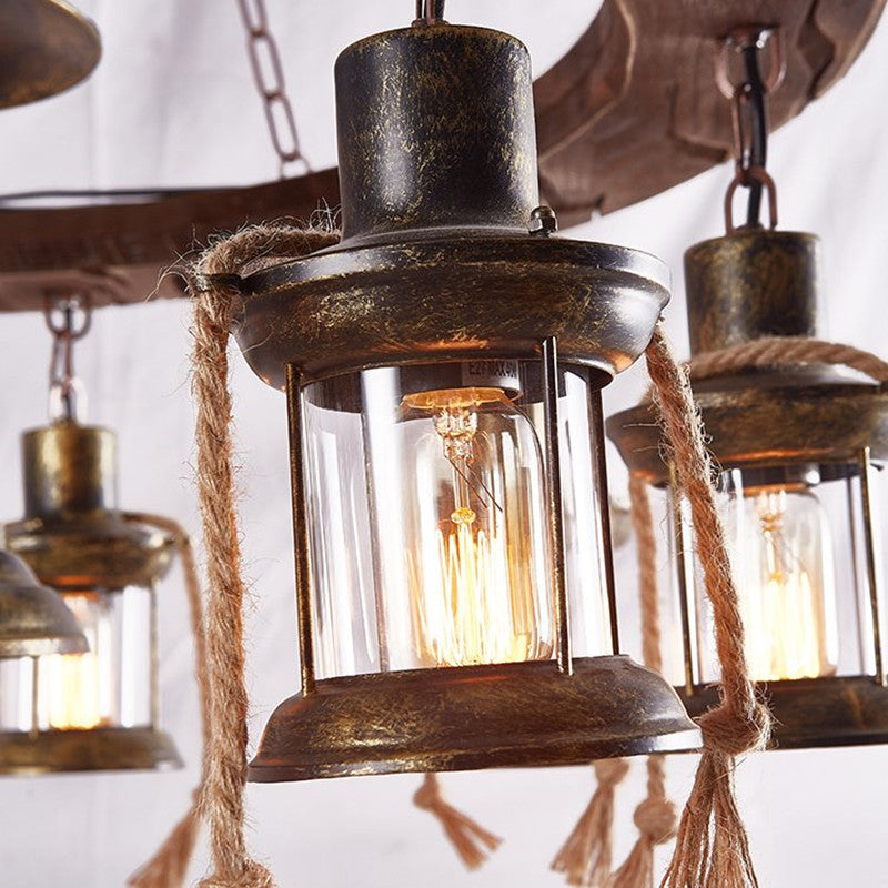 HEIKESZ Retro boat wood chandelier restaurant bar light restaurant table light creative industrial style American personalized lighting