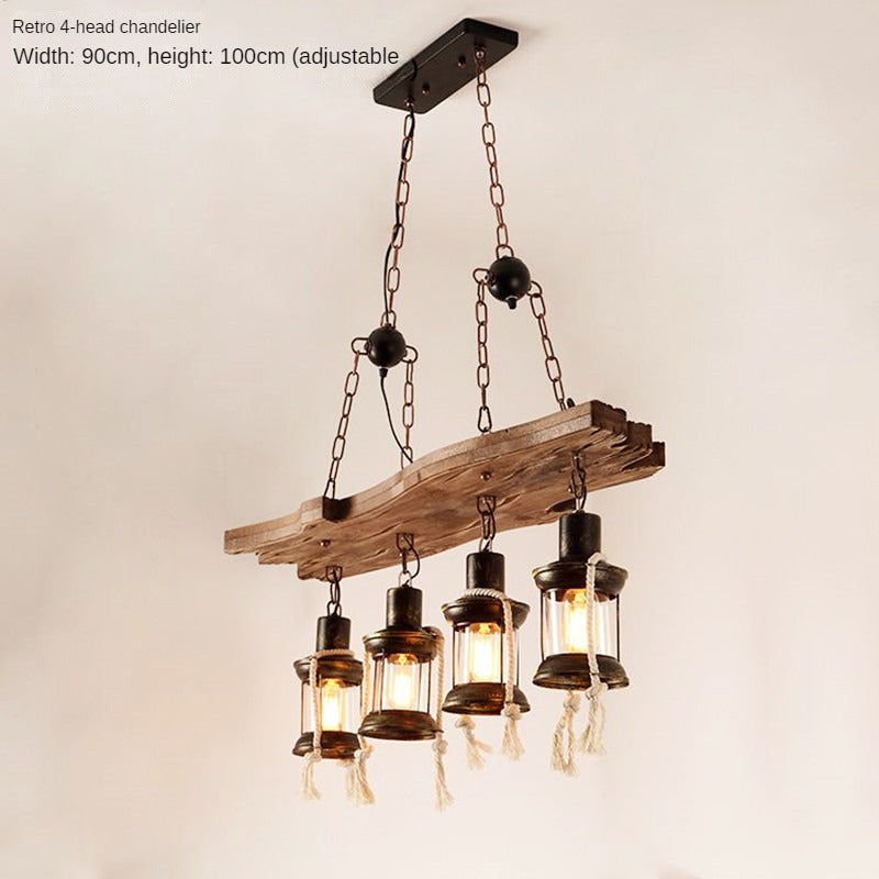 HEIKESZ American Retro Boat Wooden Chandelier Dining Room/Living Room Coffee Shop Creative Clothing Store Leisure Bar Snack Bar Personality Chandelier LED Light for Bedroom Night Aesthetic Room Lamp