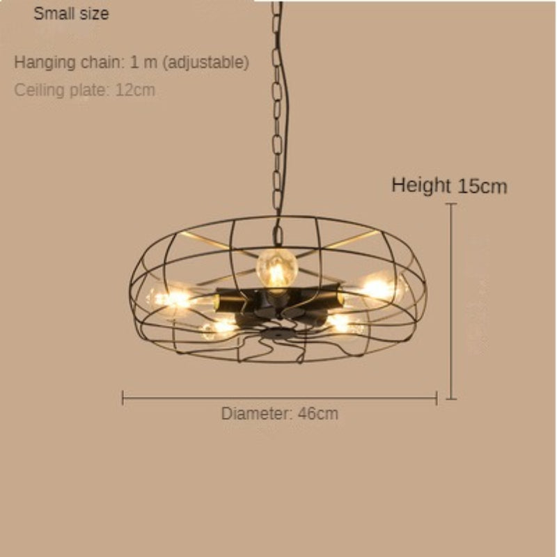 HEIKESZ LOFT Industrial Style Guest Dining Cafe Chandelier American Retro Iron Art Fan Ceiling Lamp Bar Counter Net Coffee Pendant Lamp LED Light for Bedroom Night Aesthetic Room Lamp