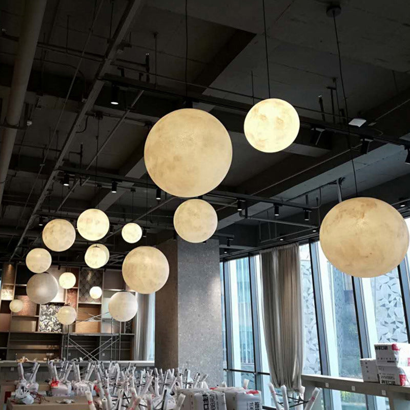 Heikesz Moon Light Planet Large Nordic Art Bedroom Ball Dining Room Lamp Creative Bar Spherical Moon Chandelier