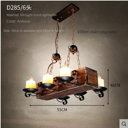 HEIKESZ 【One-year warranty, free shipping】American Retro Industrial Style Restaurant Coffee Shop Boat Wooden Decorative Chandelier Creative Bar Restaurant Box Nostalgic Lamps