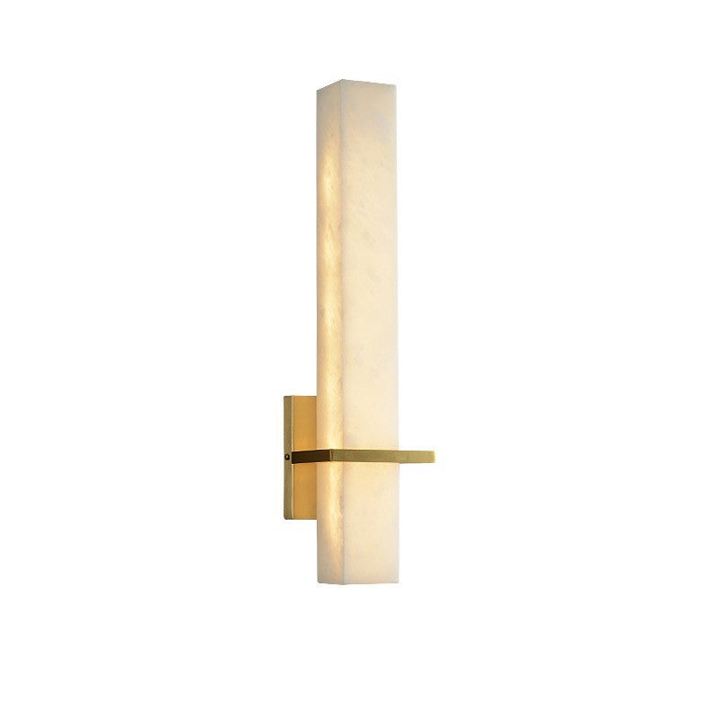 HEIKESZ Luxury Wall Lamp Modern Living Room TV Background Light Simple Copper New Chinese Style Bedside Marble Stone Lamp