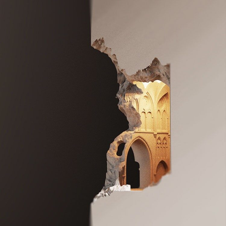 Notre Dame Night Light Bedside Corridor Aisle Gypsum Lamp Embedded Corner Corner Embedded Wall Lamp B &amp; B Ambience Light