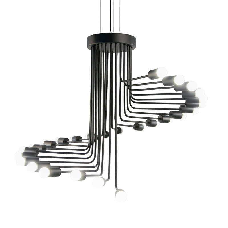 HEIKESZ Creative Wrought Iron Spiral Stair Chandelier American Retro Industrial Wind Restaurant and Cafe Clothing Store Decoration Chandelier LED Light for Bedroom Night Aesthetic Room Lamp