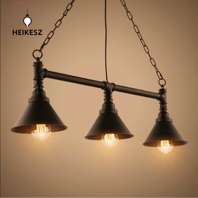 HEIKESZ Exclusive for Cross-Border American Retro Water Pipe Pendant Lamp Dining Room/Living Room Coffee Shop Bar Creative Loft Industrial Style Chandelier Led Light for Bedroom Night Aesthetic Room Lamp