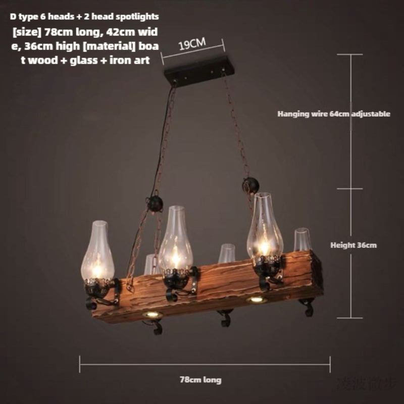 HEIKESZ Retro boat wood chandelier industrial style American restaurant wine bar barber clothing store Internet cafe clear bar lamps