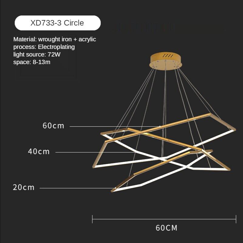 HEIKESZ Post-Modern Geometric Designer Golden Mirror Hexagonal Chandelier Luxury Stainless Steel Industrial Style Warm Light for Living Room Bedroom Ceiling Lighting