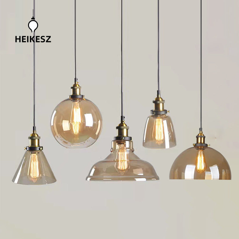 HEIKESZ Vintage Industrial Ceiling Light Loft Bar Restaurant Creative Glass Pendant Lamp for Clothing Store